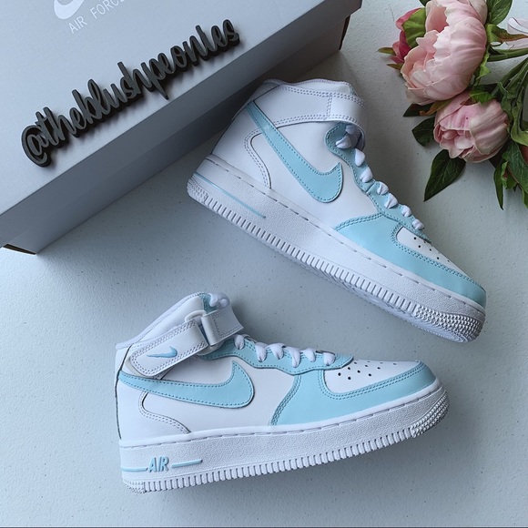 Nike Custom Painted Air Force 1 Mid - Powder Blue - Picture 7 of 13